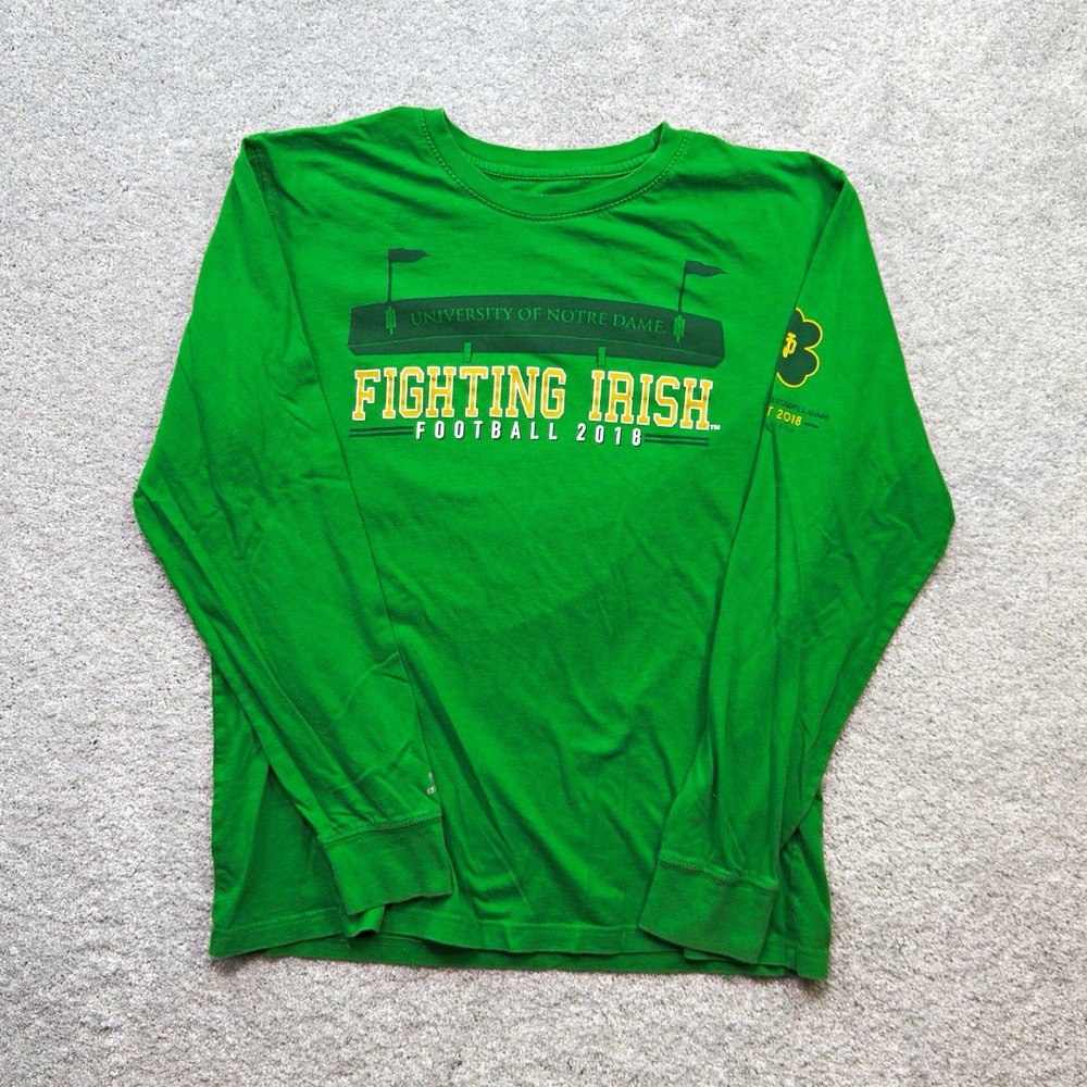 Notre Dame Fighting Irish Football 2018 T Shirt Mens L Green Long Sleeve NCAA